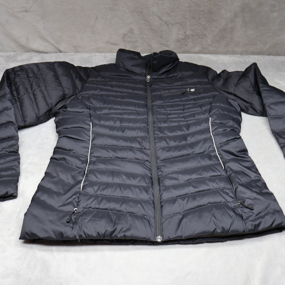 Spyder Down Jacket Womens Large Black Full Zip Insulated Light Quilted Puffer